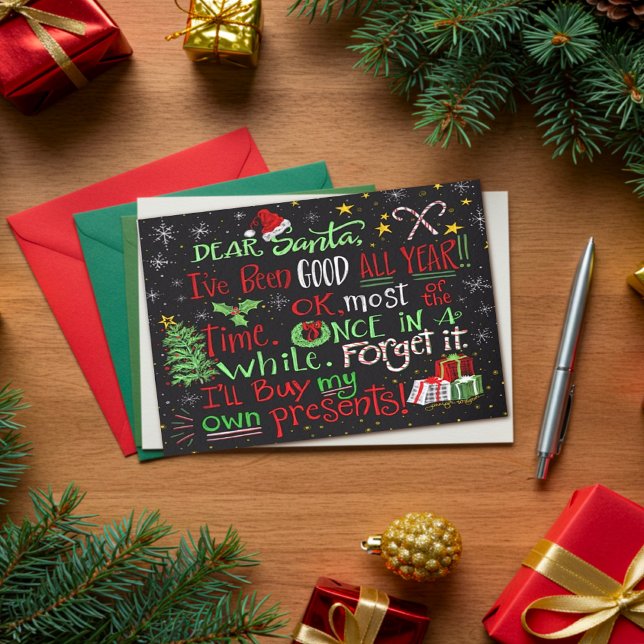 Tarjeta Divertida Cita Linda Navidad Querido Santa (Subido por el creador)