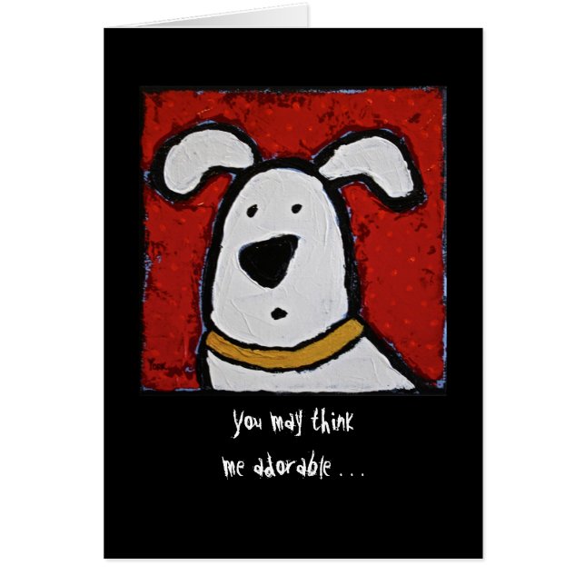 Tarjeta divertida con el perro y ángeles (Frente)