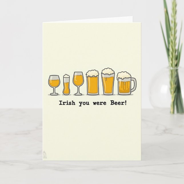 Tarjeta divertida con patrón de vaso de cerveza (Anverso)