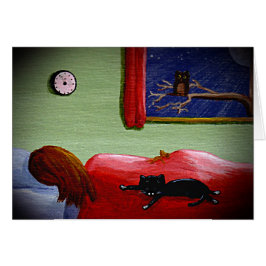 Tarjeta divertida Creationarts del búho del chica