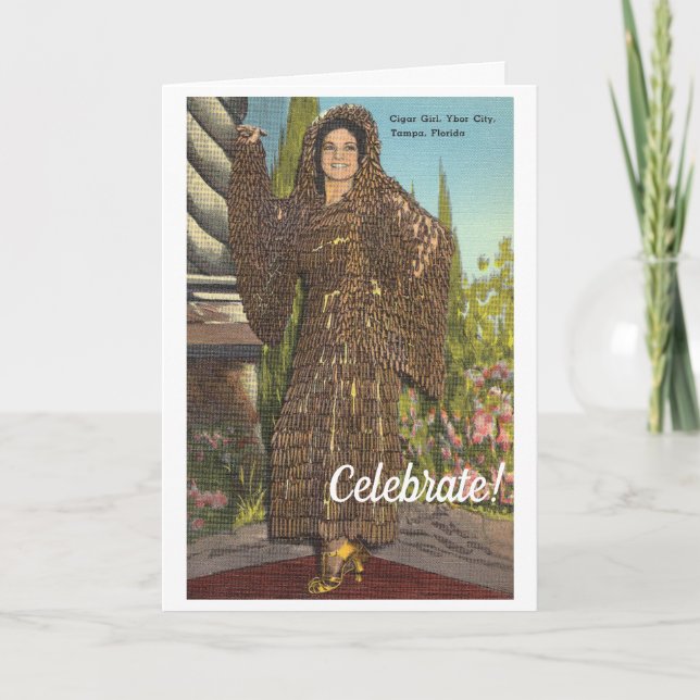 Tarjeta Divertida dama de cosmética vestida de cigarros (Anverso)