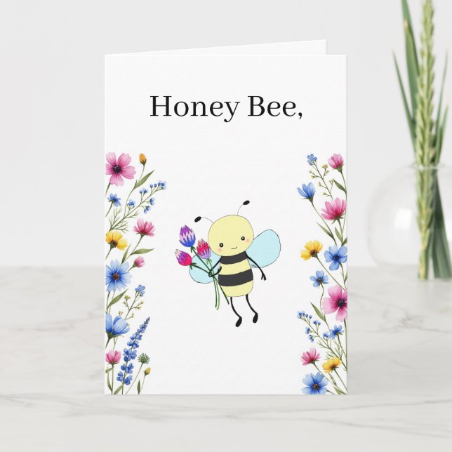 Tarjeta divertida de abeja de miel con texto perso (Anverso)
