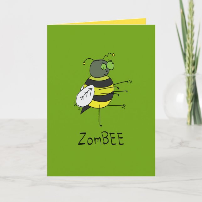 Tarjeta divertida de abeja zombie para Halloween (Anverso)