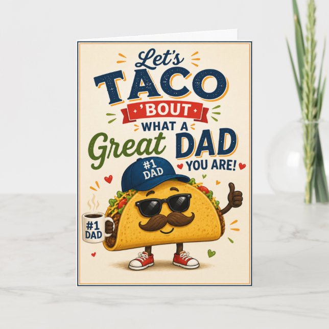 Tarjeta divertida de agradecimiento al papá con te (Anverso)