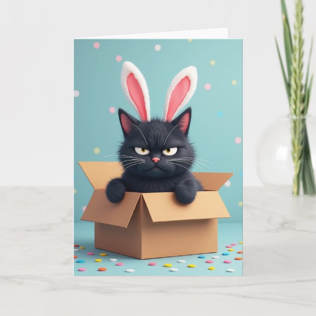 Tarjeta divertida de amigo conejito gruñón (Anverso)