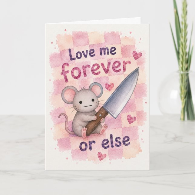 Tarjeta divertida de amor de ratón para siempre (Anverso)