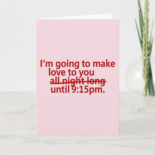 Tarjeta divertida de amor para la hora de acostars (Anverso)