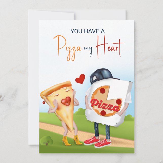 Tarjeta divertida de amor por pizza (Anverso)