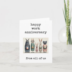 Tarjeta divertida de aniversario de trabajo feliz