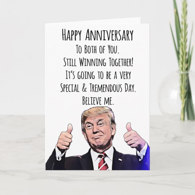 Tarjeta divertida de aniversario de Trump para par (Anverso)