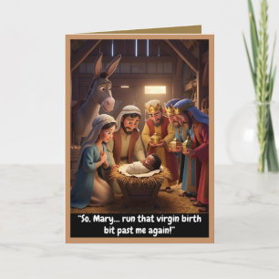 Tarjeta divertida de ateo, tema del nacimiento vir