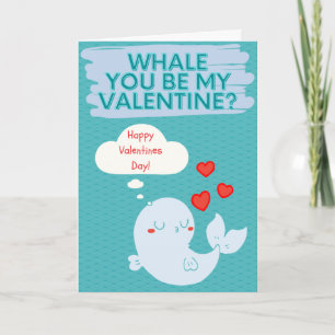 Tarjeta divertida de ballena para ser mi San Valen