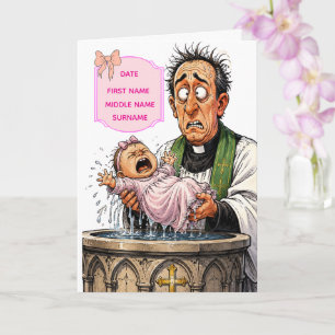 Tarjeta divertida de bautizo - Niña llorando