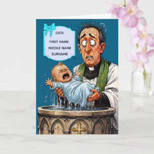 Tarjeta divertida de bautizo - Niño llorando