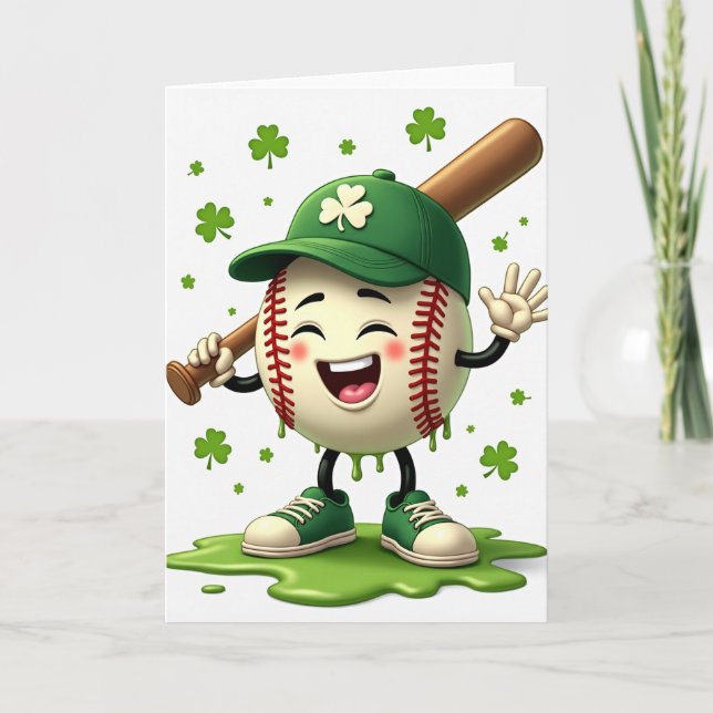 Tarjeta divertida de béisbol Shamrock (Anverso)