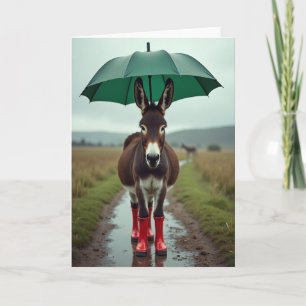 Tarjeta divertida de botas de lluvia de burro