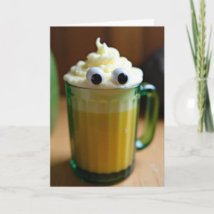 Tarjeta Divertida de Café con Ojos Saltones