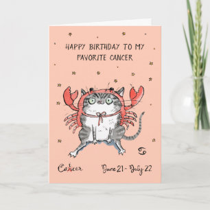Tarjeta divertida de Cáncer Zodiaco Gato signo est