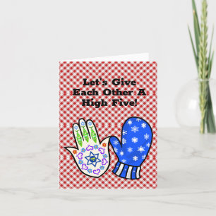 Tarjeta divertida de Chrismukkah con Hamsa y Mitte