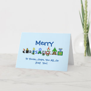 Tarjeta divertida de Chrismukkah para todos  ¡Ups!