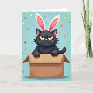 Tarjeta divertida de conejito gruñón gatito
