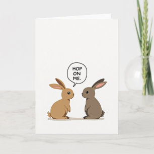 Tarjeta divertida de conejo 'Hop On Me'