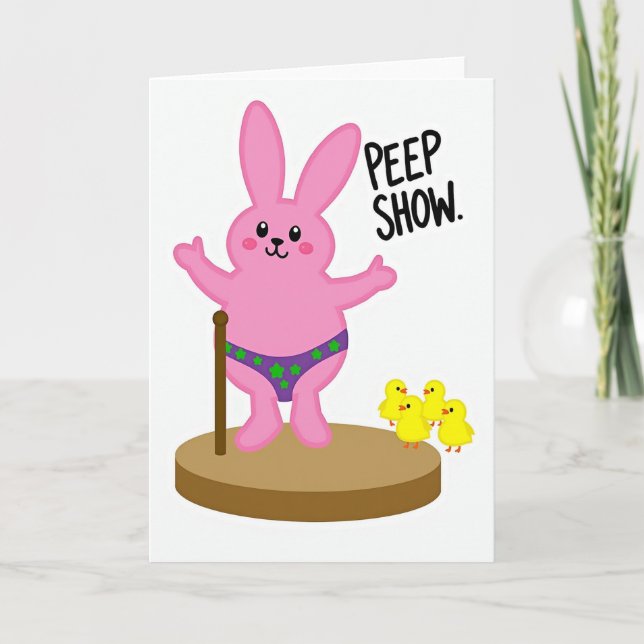 Tarjeta Divertida de Conejo Peep Show (Anverso)
