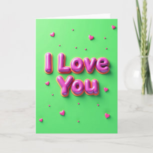 Tarjeta divertida de corazones rosados que dice Te