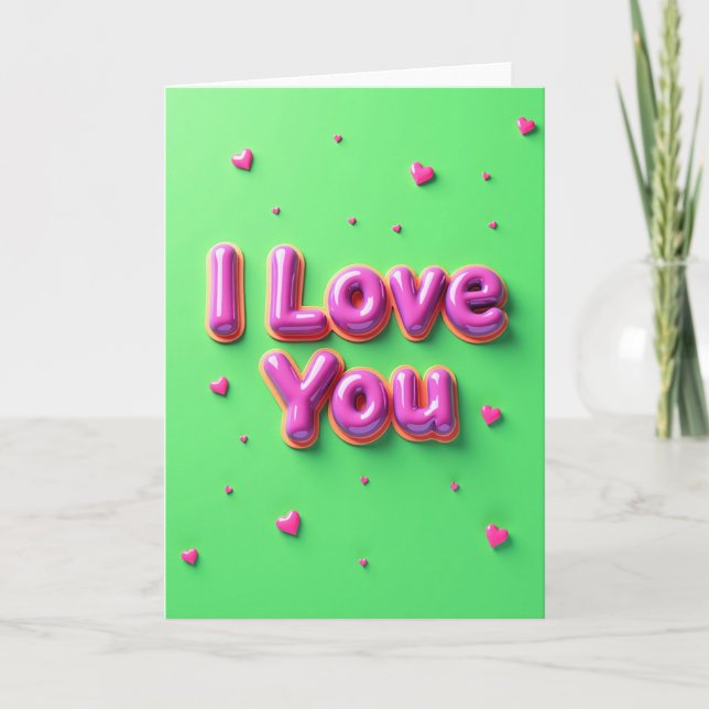 Tarjeta divertida de corazones rosados que dice Te (Anverso)