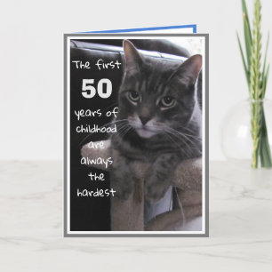 Tarjeta divertida de cumpleaños 50 para gato