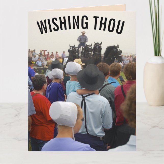 Tarjeta divertida de cumpleaños AMISH (Anverso)