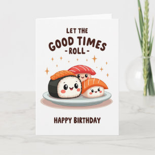 Tarjeta divertida de cumpleaños con comida adorabl