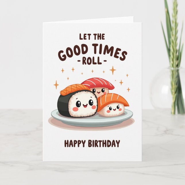 Tarjeta divertida de cumpleaños con comida adorabl (Anverso)