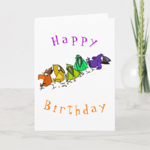 Tarjeta divertida de cumpleaños con pájaros colori
