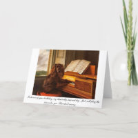 Tarjeta divertida de cumpleaños con perro y piano