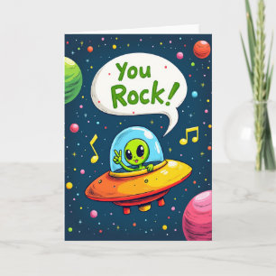 Tarjeta divertida de cumpleaños de alienígena cósm