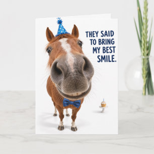 Tarjeta divertida de cumpleaños de caballo Humo