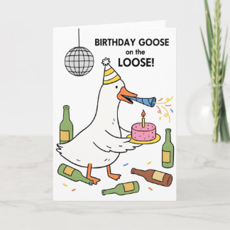 Tarjeta divertida de cumpleaños de ganso suelto en