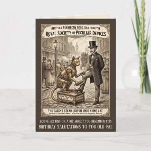 Tarjeta divertida de cumpleaños de gato victoriana