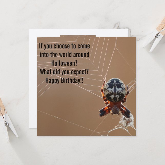 Tarjeta divertida de cumpleaños de Halloween de ar (Anverso/Reverso In Situ)