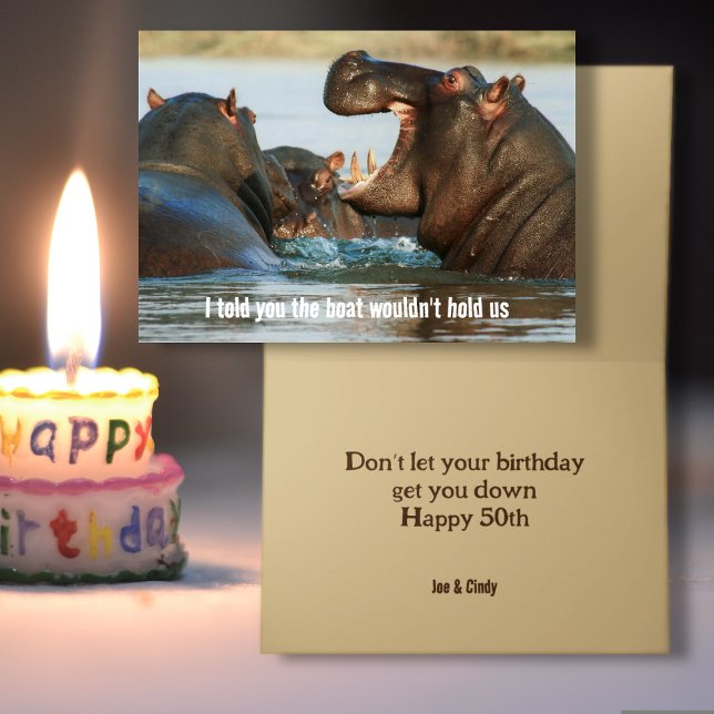 Tarjeta divertida de cumpleaños de hipopótamos par (Subido por el creador)