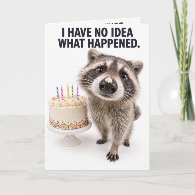 Tarjeta divertida de cumpleaños de mapache | Humor (Anverso)