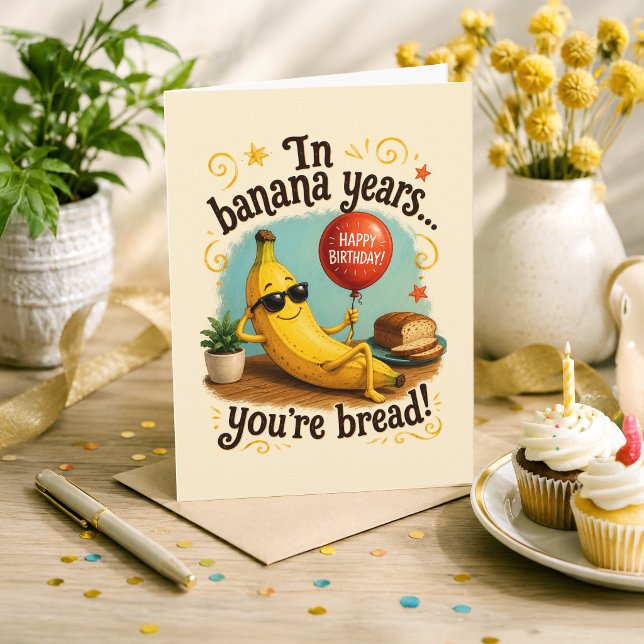 Tarjeta divertida de cumpleaños de plátano retro (Subido por el creador)