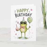 Tarjeta divertida de cumpleaños de rana feliz | Ra