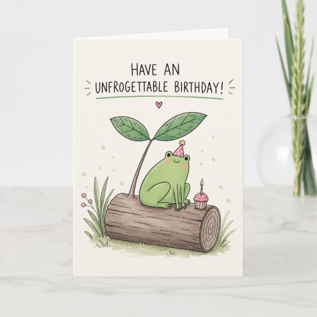 Tarjeta divertida de cumpleaños de rana inolvidabl (Anverso)