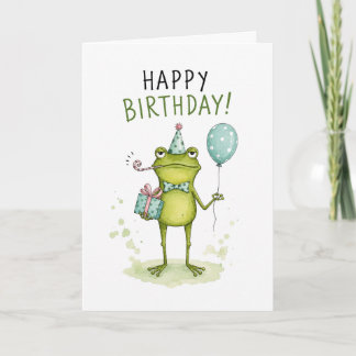 Tarjeta divertida de cumpleaños de rana para todas