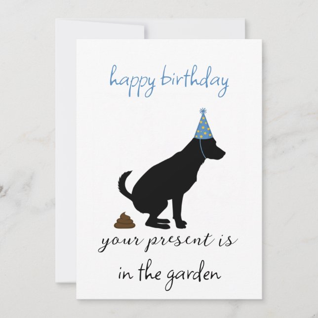 Tarjeta divertida de cumpleaños del perro, cumplea (Anverso)