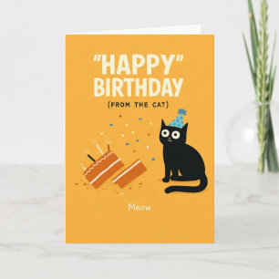 Tarjeta divertida de cumpleaños   Gato lindo y cap