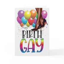Tarjeta divertida de cumpleaños GAY afroamericana