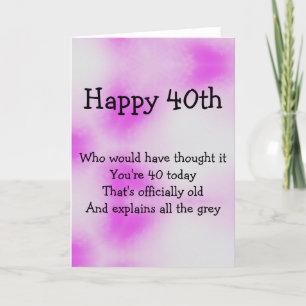 Tarjeta divertida de cumpleaños número 40